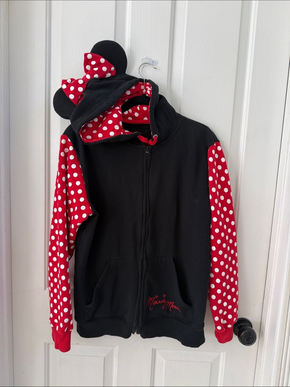 Disney Red & Black Minnie Mouse Polka Dot Hooded Zip-Up